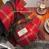 2025 Winter Red Plaid Snood: Versatile Christmas and New Year Scarf for Female Students