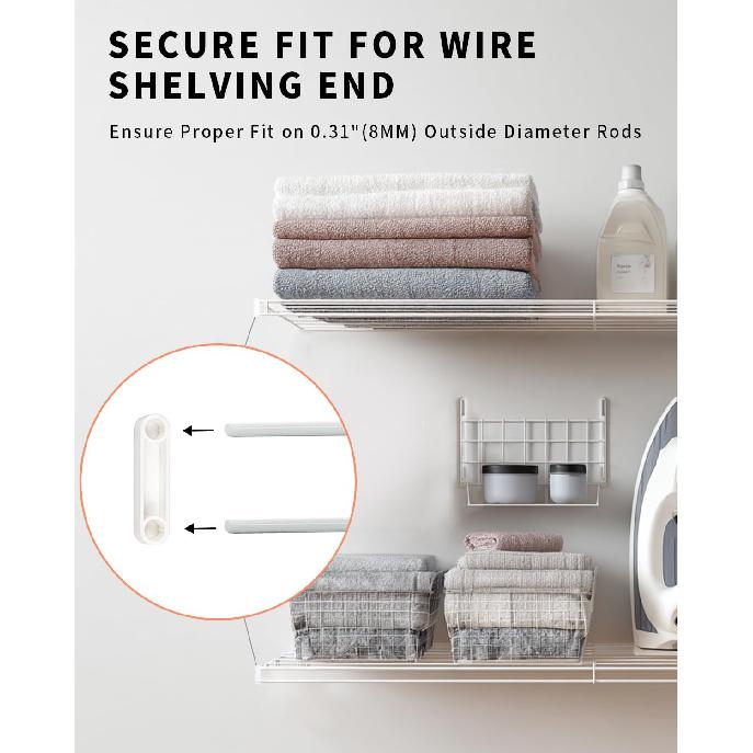 4 pcs plastic closet rod end caps, 5/16 Inch/8mm ID Wire Shelf End Caps, Spacer & Protector Covers for Closet System Wire Shelves