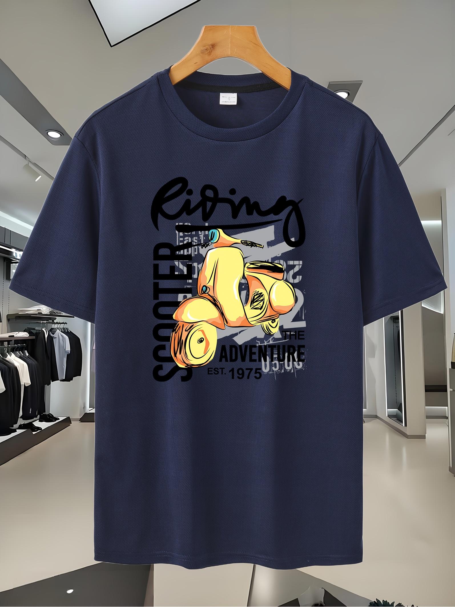 7C Graphic Print Short Sleeve T-shirt - Sporty Scooter Adventure Design L