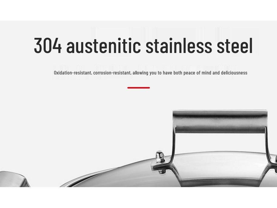 304 Stainless Steel Hot Pot: Three-Layer Thickened Soup & Frying Pan, Large Capacity Household Cookware