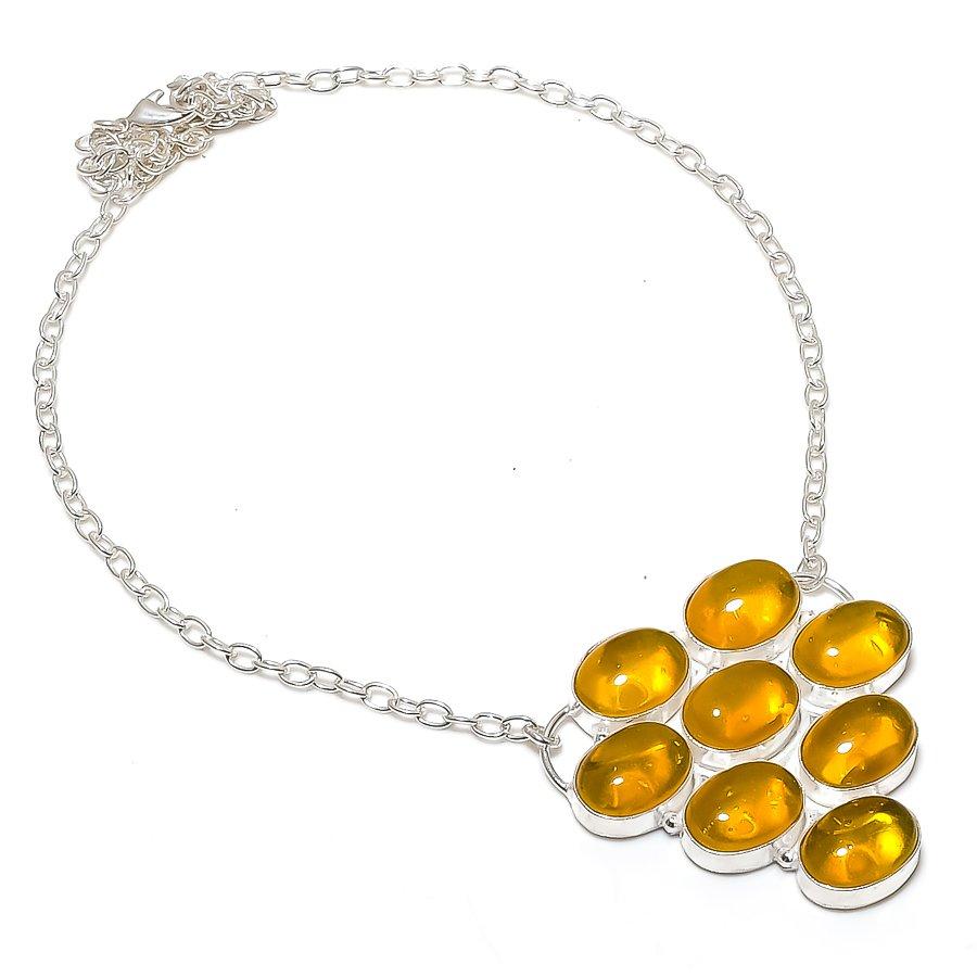 Natural Citrine Gemstone Handmade 925 Sterling Silver Jewelry Necklace 18" n3j27