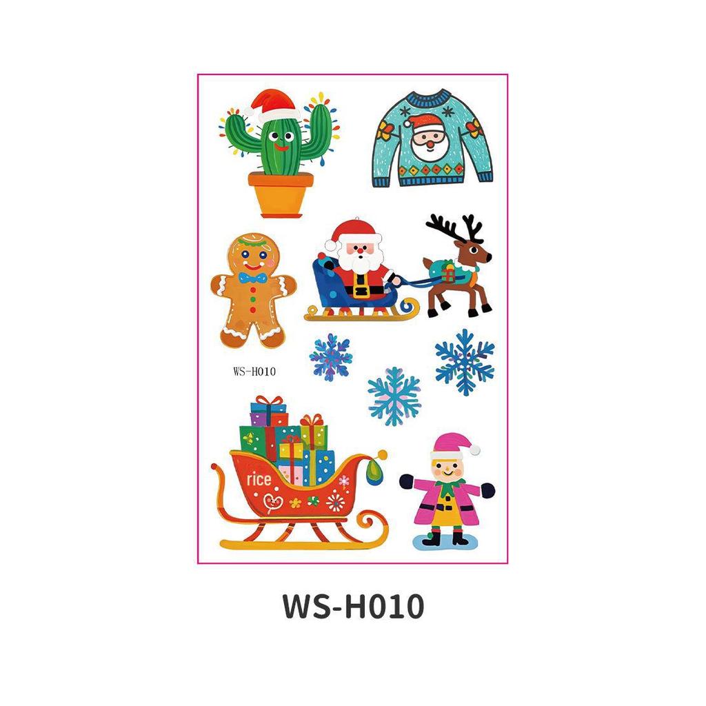 Children's Waterproof Christmas Cartoon Tattoo and Window Stickers for Parties