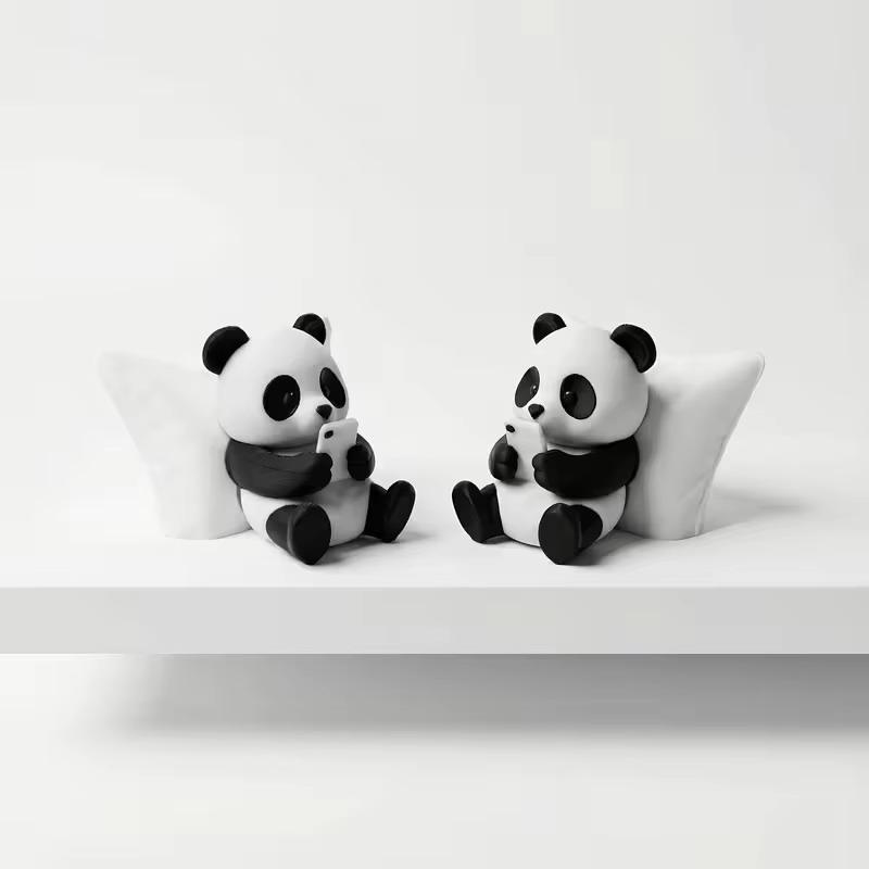 1Pcs Panda Sculpture Ornament, Desktop Office Decoration, Car Decor, Creative Animal Model, Collectible Figurines, Car Ornament