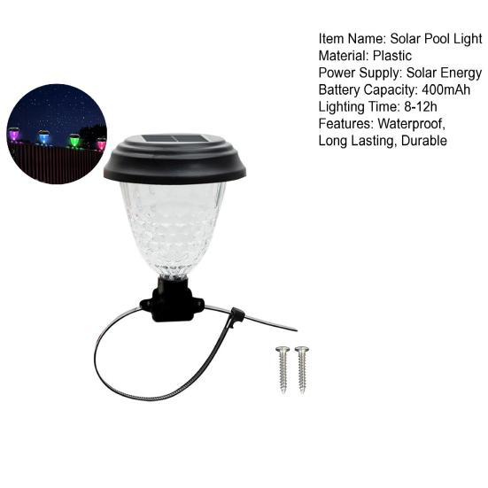 Solar Pool Light Automatic ON/OFF Easy to Install Multipurpose LED Energy Saving Waterproof Deck Fence Light