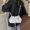 Yogodlns Lace Polka Dot Shoulder Bag Cute Drawstring Flap Crossbody Handbag Sweet Vintage Messenger Purse Daily Casual