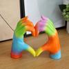 Yousheng Rainbow Love Gesture Figurine Love Heart Hand Shape Statue Sculpture Home Office Bedroom Desktop Decoration Ornament