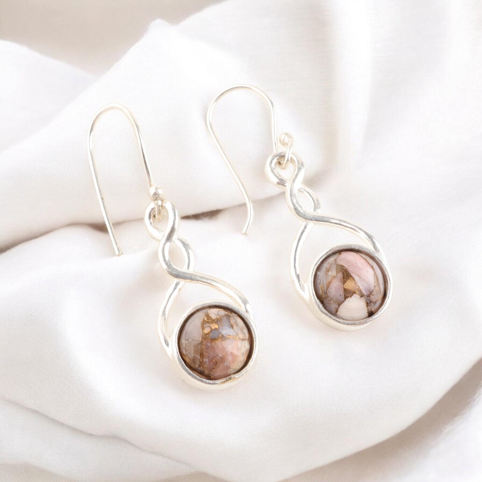 

Beautiful Pink Opal Turquoise Gemstone 925 Solid Sterling Silver Earrings 1.68 CE-15-47