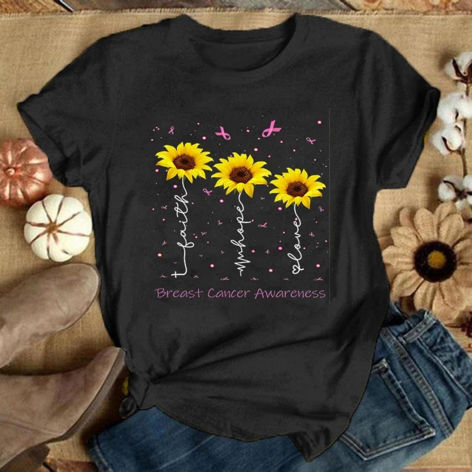 

New Breast Cancer Printed T Shirt Women Teens Fashion Hip Hop Harajuku Casual Short Sleeve Tops Tees S чёрный