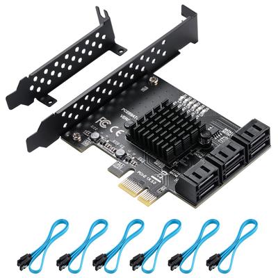YBBOTT PCIe SATA 6 Επέκταση PCIE 6 Θυρών PCIE 1X SATA SATA GEN3 Chipset ASM1166 με 6 Καλώδια SATA και Επίπεδο Βραχίονα Κάρτα Gbit/s, Κάρτα, Ελεγκτής,