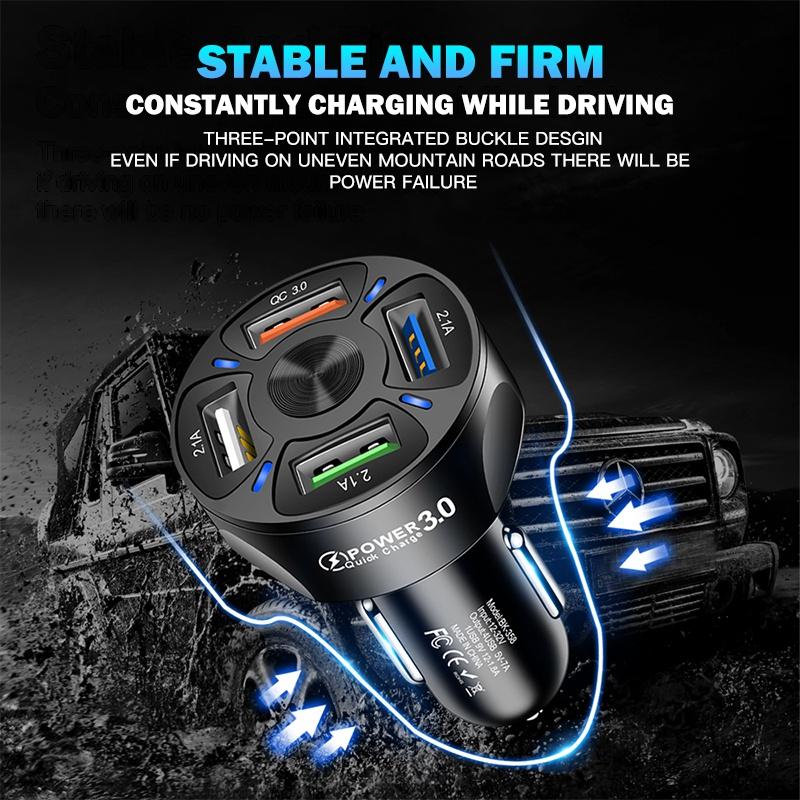 35W Quick Car Charger: 7A Fast 4-Port USB Adapter for iPhone, Xiaomi, Huawei, Samsung