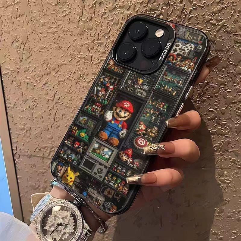 Applicable iPhone16 iPhone case 14promax building block Mario 15 colored silver 13pro12