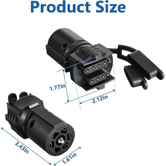 Trailer Plug Adapter 7 Way Round To 4 And 5 Flat Blade Trailer Connector Plug,7 To 5 Pin And 4 Pin Trailer Plug Adaptor 2-In-1 Design