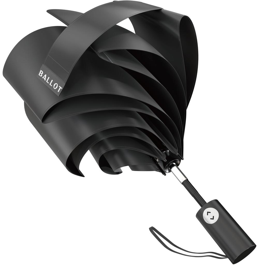 BALLOT Folding Umbrella Memory Automatic with Addictive Black [Shape & Ultra-Lightweight 210g] Open/Close One-Touch Operation, Water-Repellent,