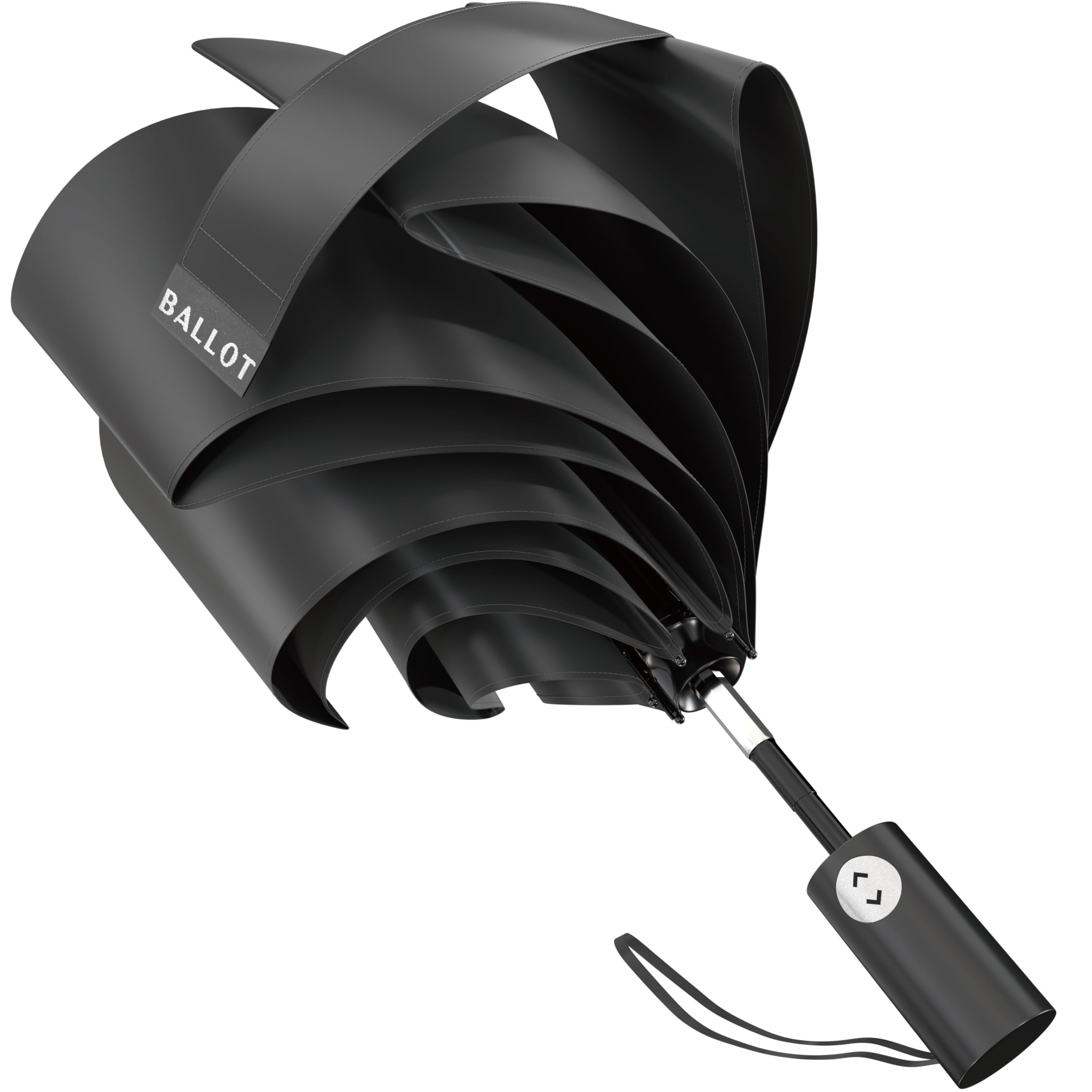 

BALLOT Folding Umbrella Memory Automatic with Addictive Black [Shape & Ultra-Lightweight 210g] Open/Close One-Touch Operation, Water-Repellent,