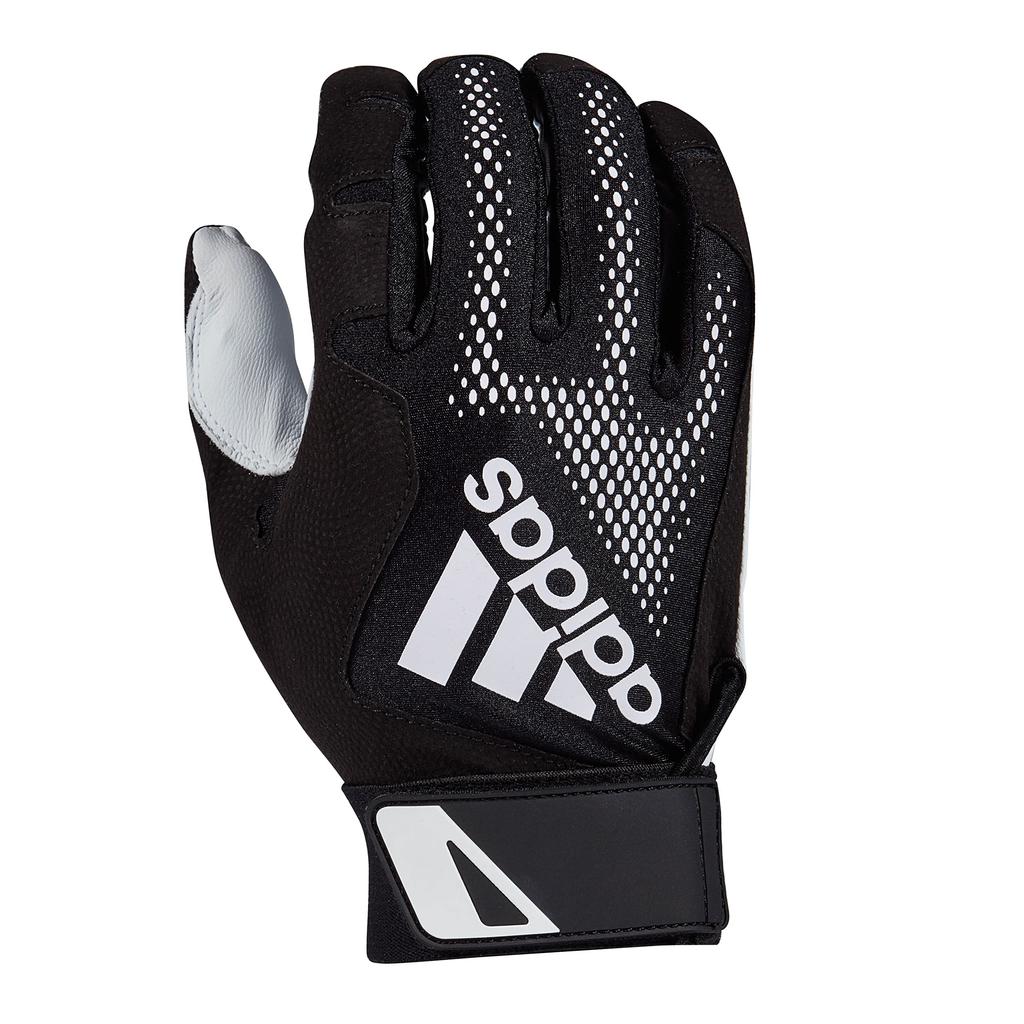 adidas Diamond King Leather Batting Size Large 3.0 Gloves, Black/White,