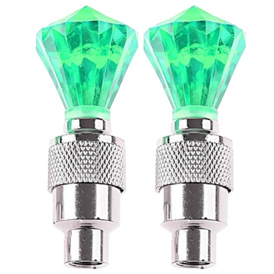 

2 шт. Люмінесцентні ковпачки ніпелів шин зі світлодіодним миготливим світлом для автомобіля, велосипеда, мотоцикла зелений