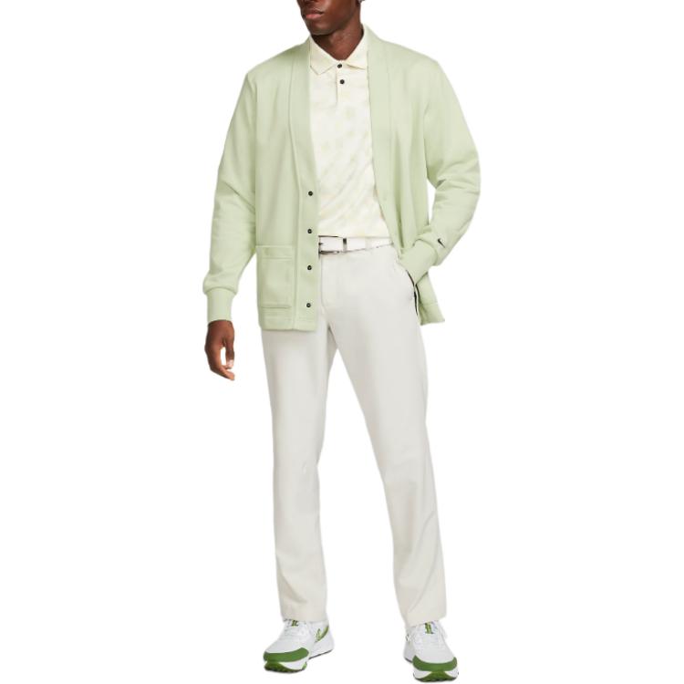 Nike Cardigan de Malha Sólido Abotoamento Simples Manga Longa Masculino Tops Verde-Claro FB5465-343