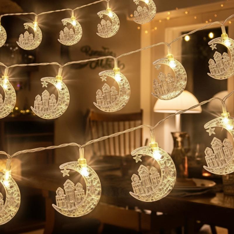 Stern Mond LED Lichterkette für Ramadan Eid Dekoration Islamische Feiertagsparty Heimdeko Festival Feier Beleuchtung