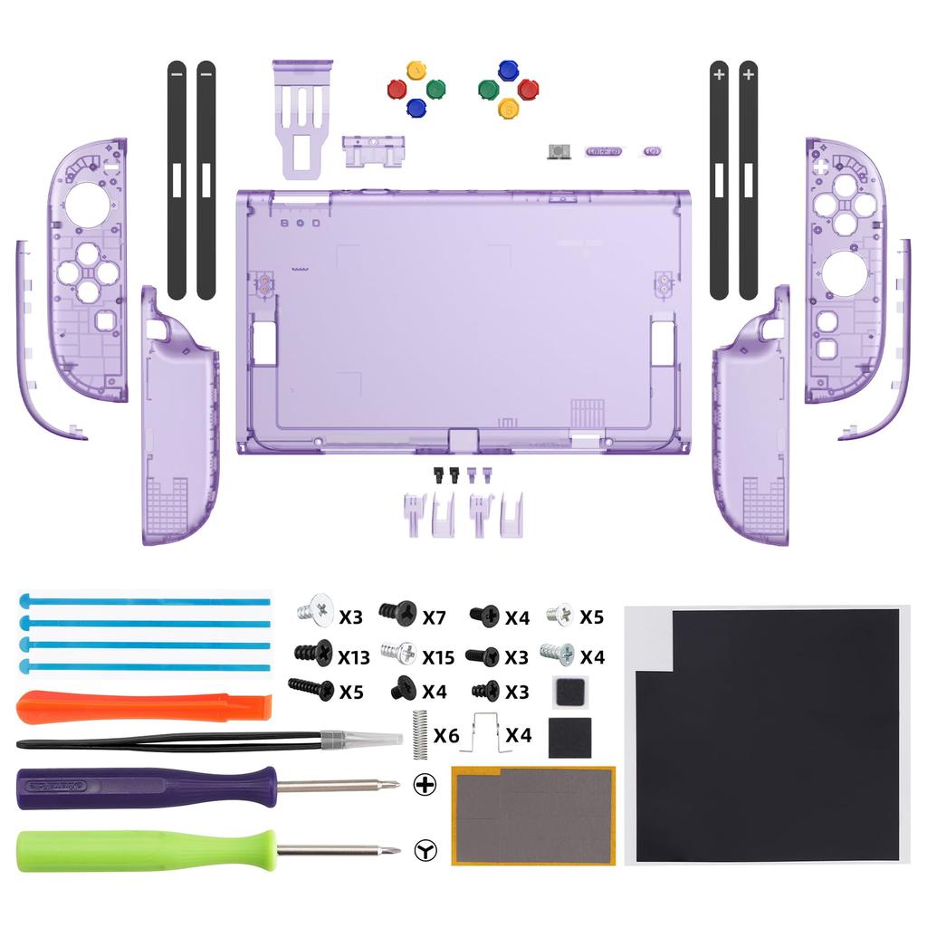 eXtremeRate DIY Replacement Shell Buttons for Nintendo Switch Custom Console Back Plate Controller Faceplate Decoration Strip with ABXY Directional