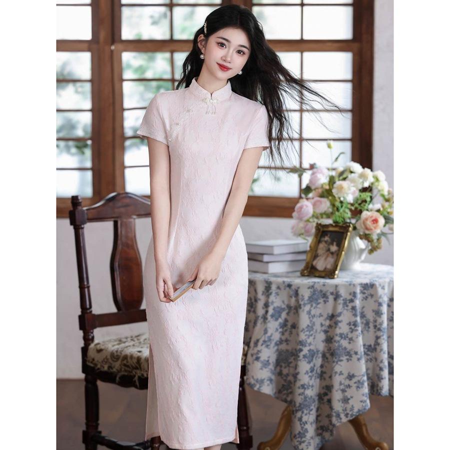 New Chinese national style retro cheongsam young 1011 spring and summer thin daily elegant high-end cheongsam skirt