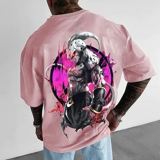 2026 Broly Dragon Ball Locker geschnittenes T-Shirt Unisex Anime Muskel Grafik-T-Shirt Streetwear Tintenspritzer Dämonenhörner Baumwolle Lässig Streetwear