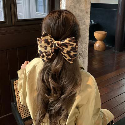 Fashion Women Leopard Print Hair Bows Large Hair Clips for Girls Vintage Hair Accessories Hairgrips Ponytail Hairpins