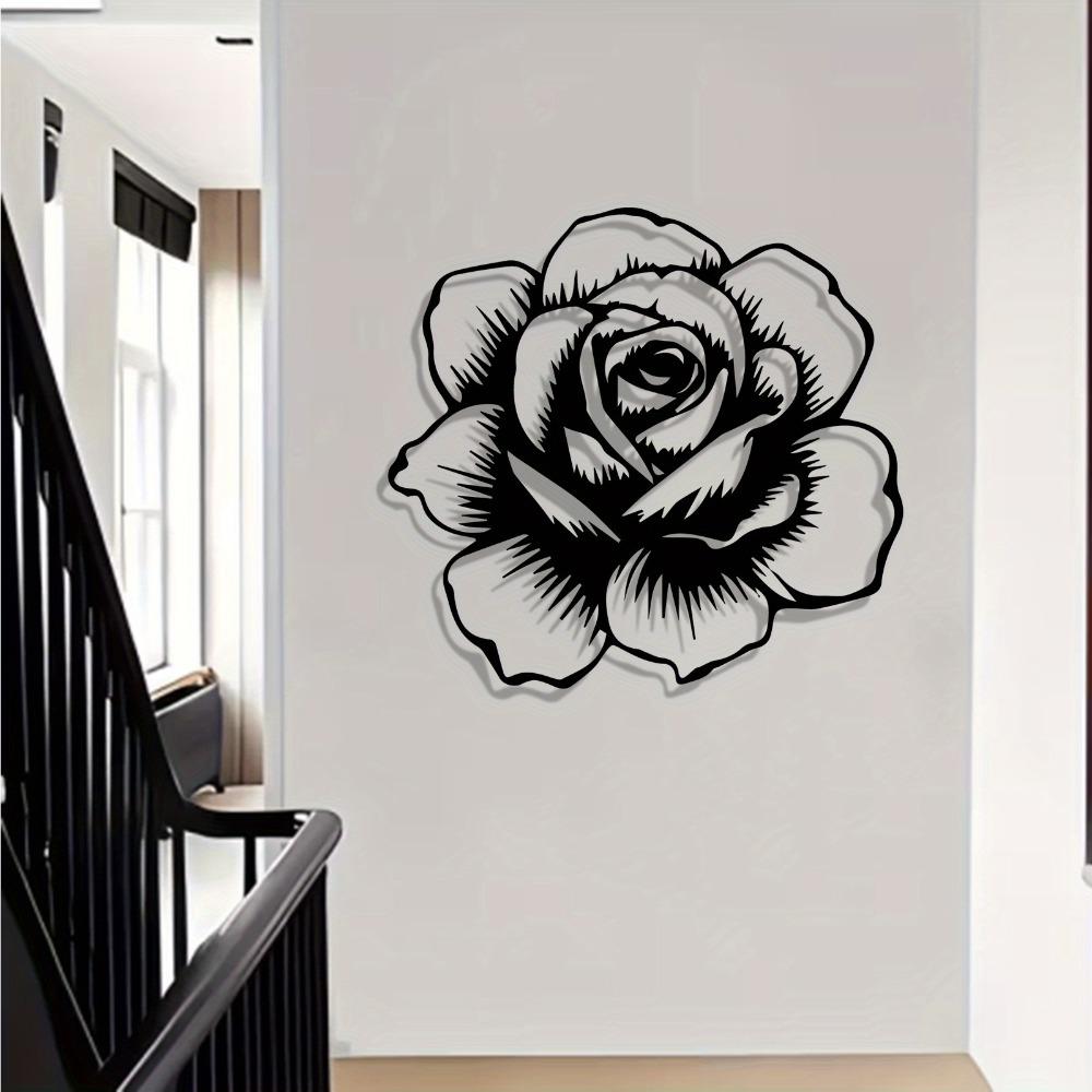 1pc Rose Metal Wall Art, Romantic Rose Sculpture Mural, Valentine Gift, Wedding Decor, Rustproof Wall Decor for Bedroom, Garden Fence