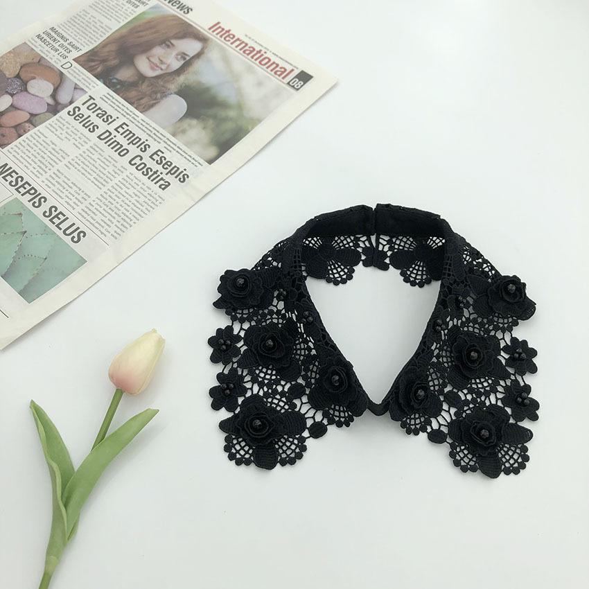

Candy Color Lace Fake Collar Shirt Women White Lapel False Collars Woman Beading Removable Detachable Collar Neckline Faux Col