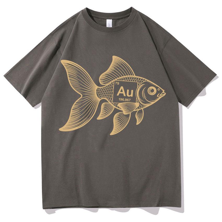 Funny Fish Shirt AU Chemistry Science Meme Unisexs TShirt Print Fashion Oversized Crewneck Cozy Short Sleeve T Shirts Teenagers