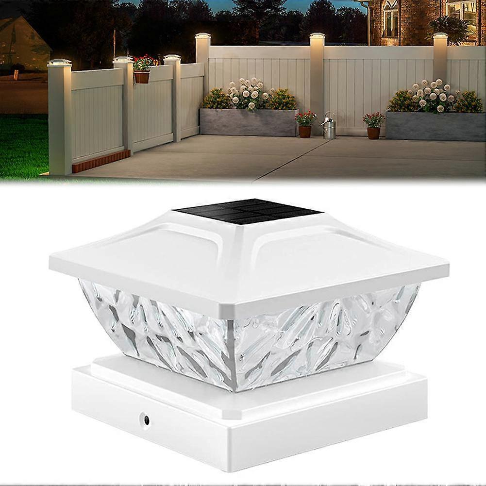 Solar Powered LED Deck Post Light Garden Cap Square Fence Landscape Lamps