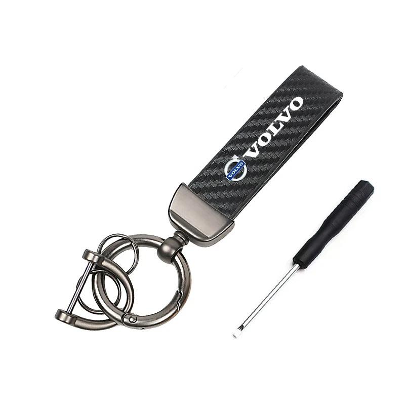 

Fashion Leather Keychain Carbon Fiber Texture Auto Key Ring For Volvo XC60 XC90 XC40 S60 S90 V40 V60 V90 S80 C30 XC70 S40 Volvo