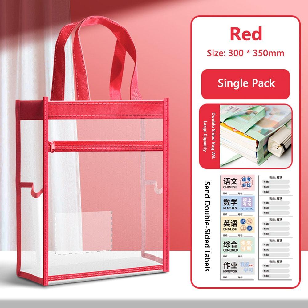 Multifunctional Transparent Tutorial Bag Large Capacity Mesh Mesh Handbag Double Layers File Bag Students