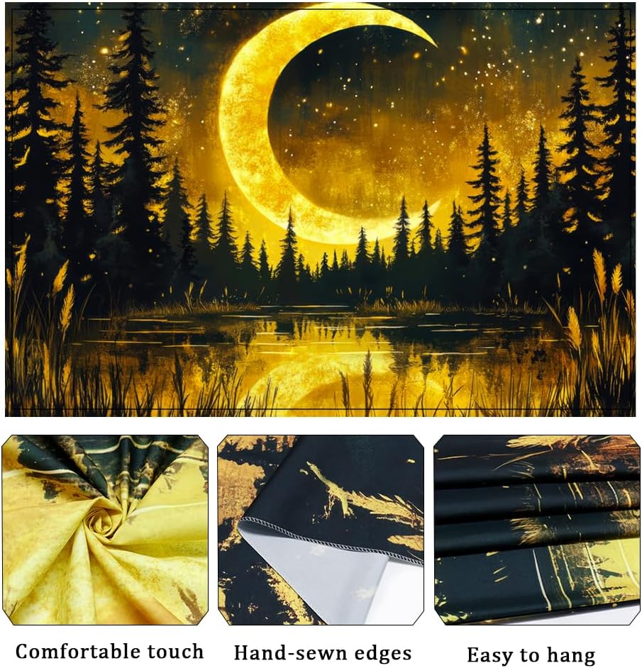Galaxy Moon Tapestry Fantasy Forest Tapestries Tree of Life Wall Decor Psychedelic Starry Sky Tapestry Wall Hanging for Bedroom