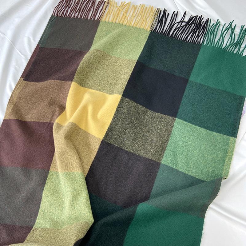 Women Scarf Autumn Winter Warm Cashmere Imitation Large Plaid Shawl