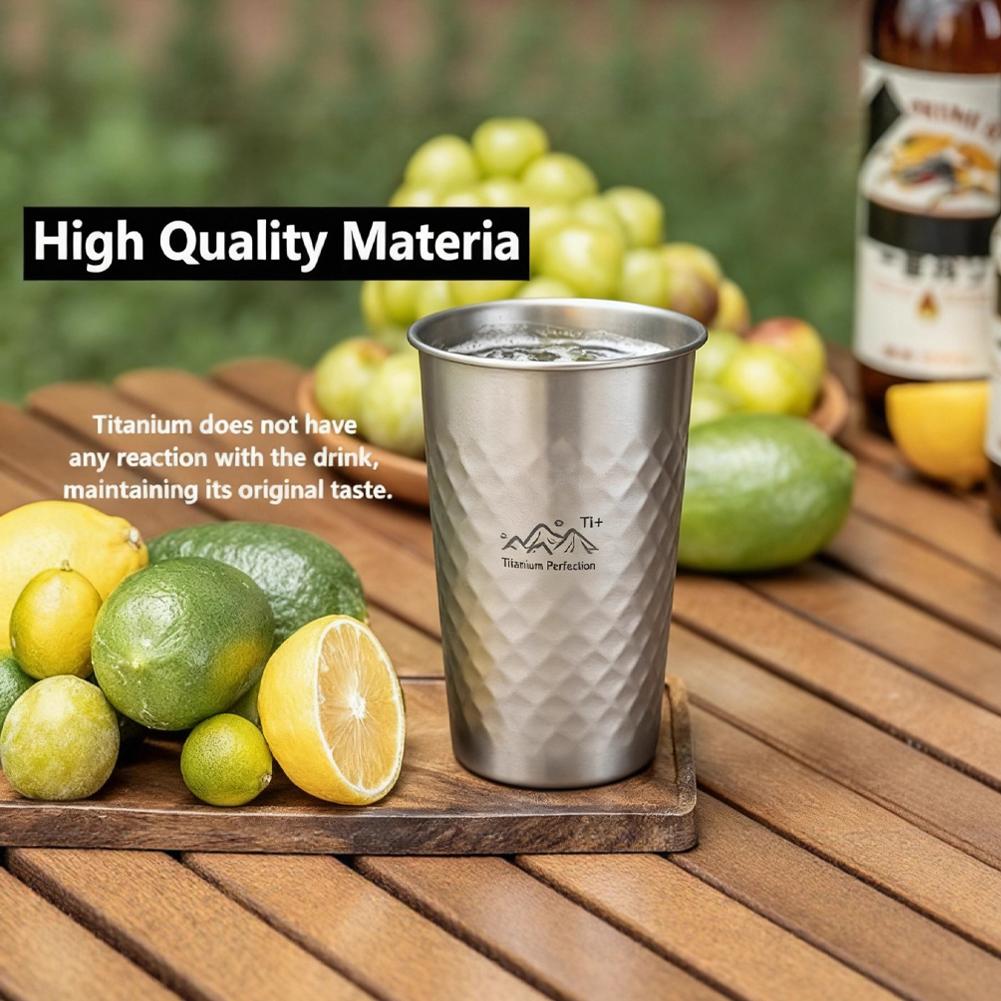 350/500/600ml Outdoor Portable Titanium Cup Camping Hiking Lightweight Reusable Safe Smooth Travel Drinkware