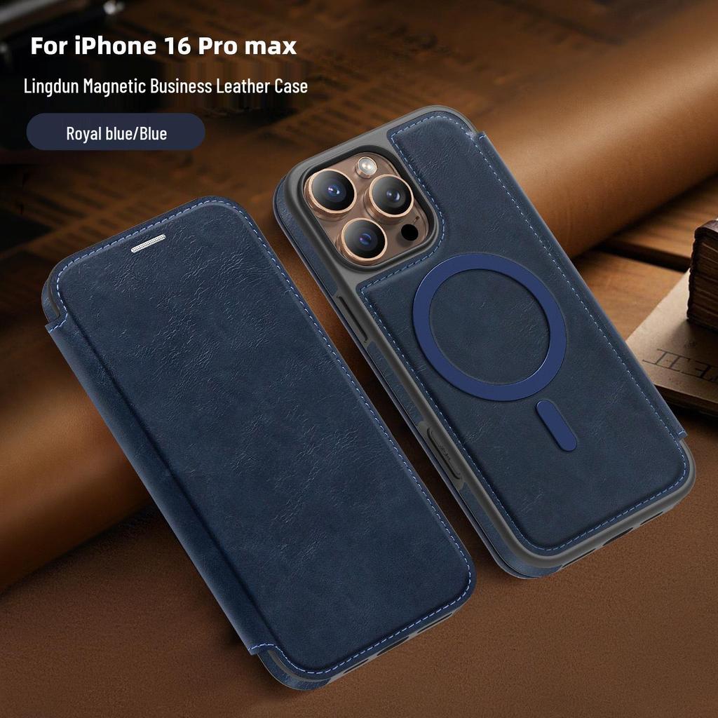 Magnetic Charging Flip Leather Case for Apple iPhone Pro Max (17/16/15/14) - Full Coverage & Anti-Theft