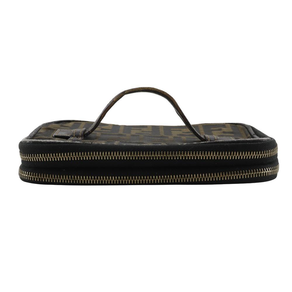 FENDI Folding vanity Pouch Zucca Brown Nylon canvas Women Used