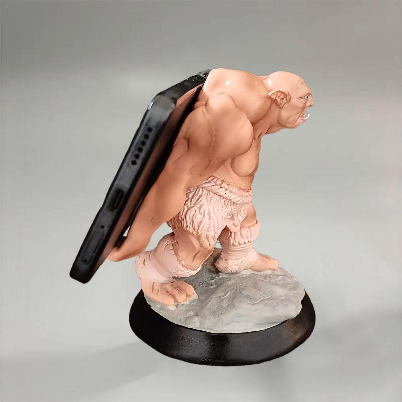Orcs Figurines For Interior Universal Cell Mobile Phone Stand Holder Modern Resin Monster Human Sculpture Statue Home Decor