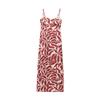 Printed Resort Style Linen Blend Midi Dress