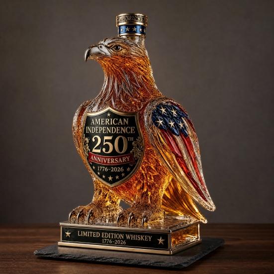 Eagle Whiskey Glass Decanter, 350ml 250th Anniversary Eagle Shaped Glass Bottle for Wine Bourbon, Unique Bar Decor & Gift for Men