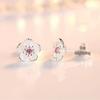 Elegant Korean Japanese Cherry Blossom Stud Earrings - Sweet and Versatile Flower Jewelry for a Stylish Touch