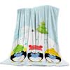 Custom Blanket Home Textile Penguin Cartoon Background Feet Flannel Weighted Blanket Warm Soft Throw Sofa Bed Travel Blankets