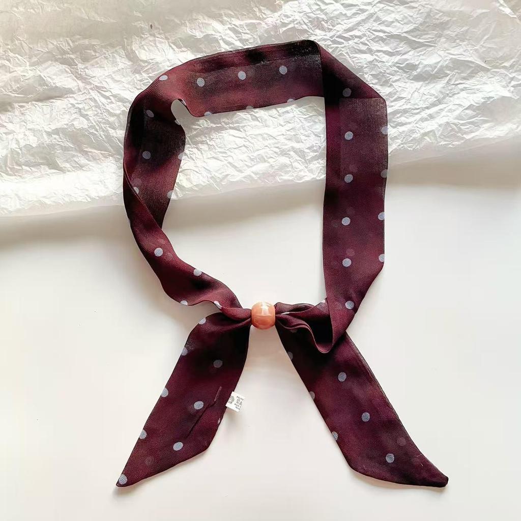 Elegant Spring Silk Scarf Necklace for Women - Versatile Gem Flower Ribbon Collar Accessory