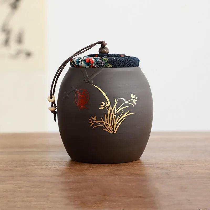 Chinese Sealed Purple Clay Tea Caddy Plum Blossom Bamboo Leaf Tea Jar Travel Tea Boxes Tieguanyin Container Storage Tank Teaware
