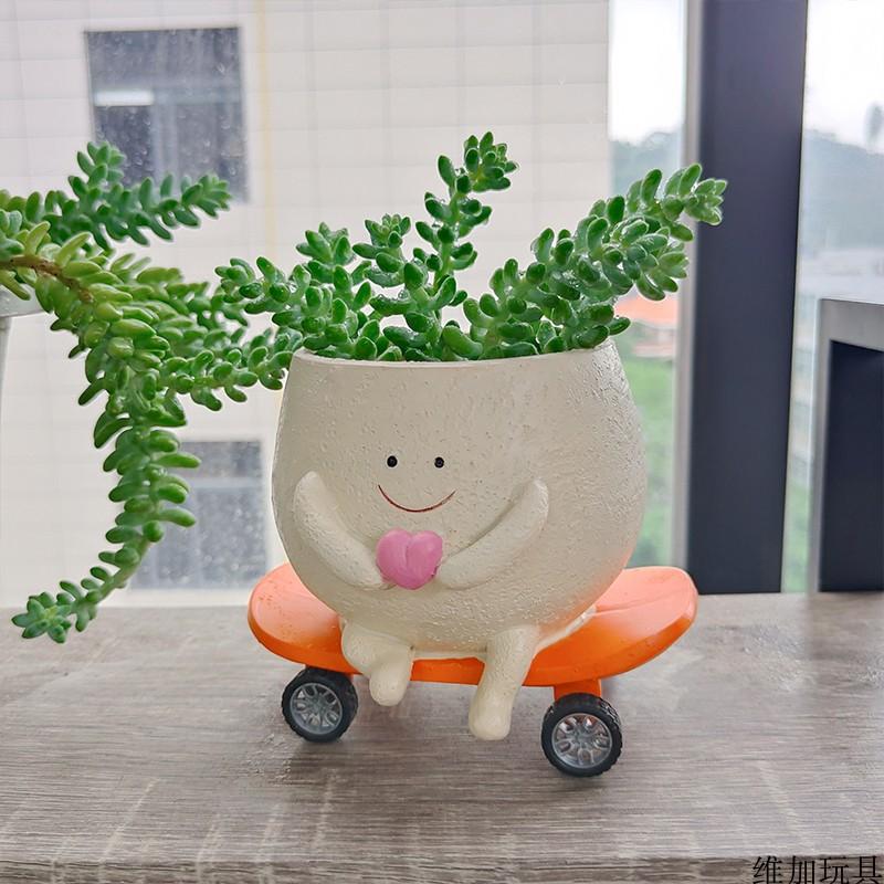 Resin Modern Minimalist Cartoon Pattern Cross-border New-style Cute Succulent Swing Flower Pot Craft Creative Home Decor Planter