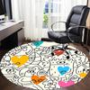 1pc Heart Characters Office Round Area Rug, Indoor Mat Suitable ForOffice, Under Office Chairs Bedroom Living Room Home Decor, Room Decot228