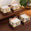 Iron Wire Note Block Stand with Wood Base Desk Notepads Storage Box Memo Pad Organizers Stand For Office Desk 94x94mm