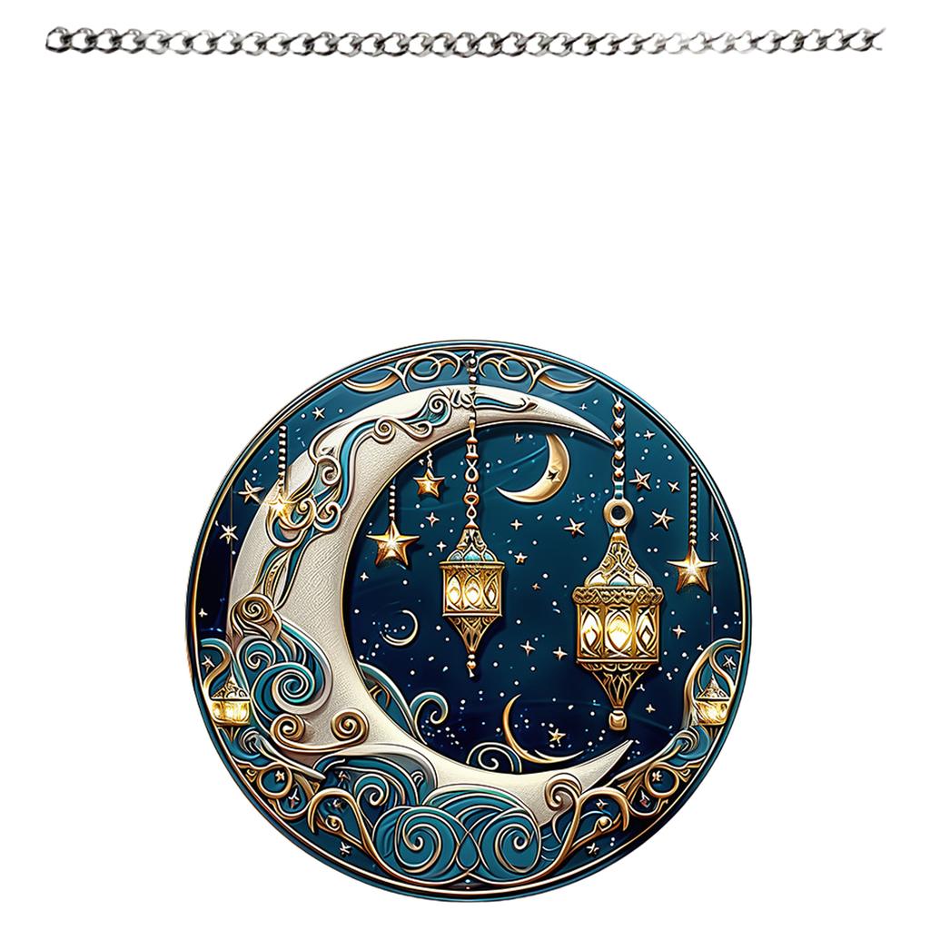Vintage Acrylics Hanging Pendant with Metal Chain Moon Festival Decoration Easy to Install for Indoor and Outdoor Use