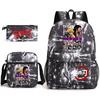 Demon Slayer Anime Print School Backpack Set 3Pcs Include Backpack Shoulder Bag Pencil Case for Boys Girls Students