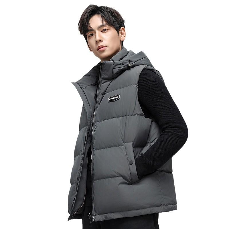 Versatile Hooded Down Vest Men's Autumn and Winter Outdoor Thermal Vest Outer Wear